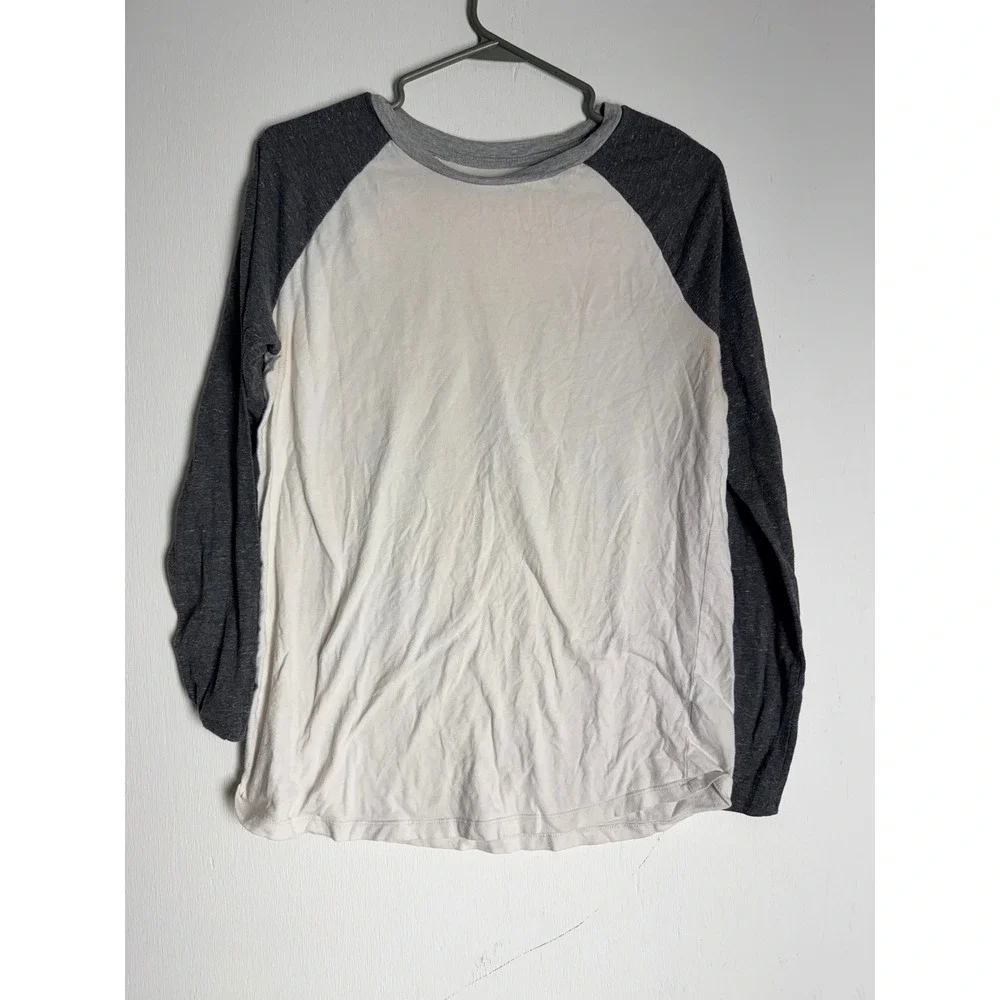 Old Navy Boys XXL 18 Baseball Tee Raglan Shirt Gray White Long Sleeve Regular
